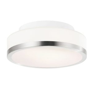 Frosted 1 Light 8 Inch Nickel Flush Mount Drum Shade